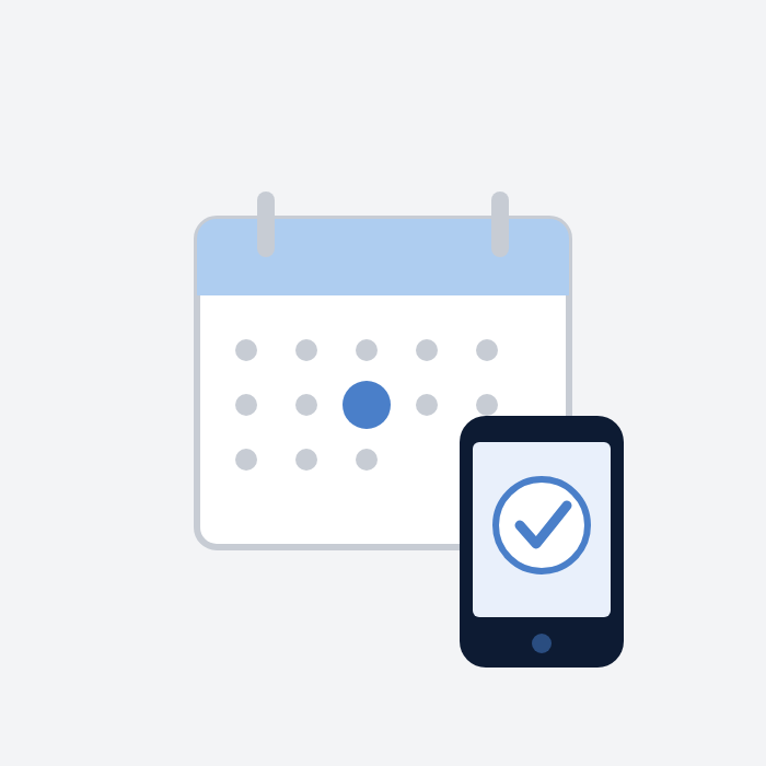 A booking calendar with a phone confirming an appointment